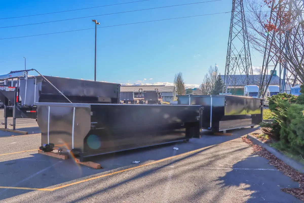 Roll-off dumpster ready for waste disposal at job site for Cleanout Dumpster Rental in Upper Leacock